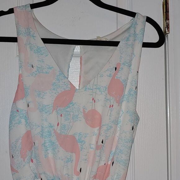 Vestique flamingo pink turquoise romper  Sz M - Picture 3 of 5